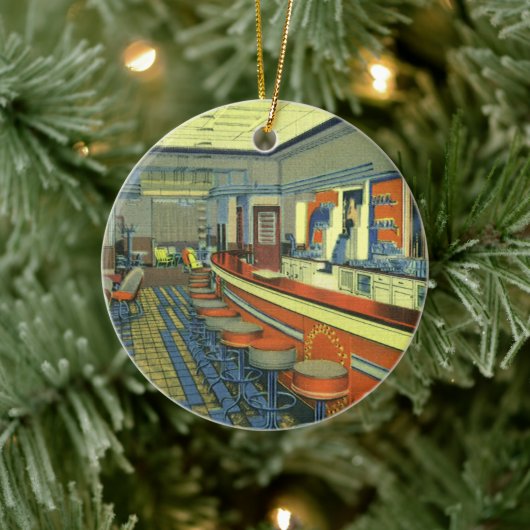 ヴィンテージレストランレトロロードダイナーインテリア セラミックオーナメント (ツリー)