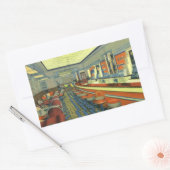 ヴィンテージレストランレトロロードダイナーインテリア 長方形シール (封筒)