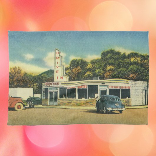 ヴィンテージレストラン、ダイナーと車で50sドライブ キッチンタオル