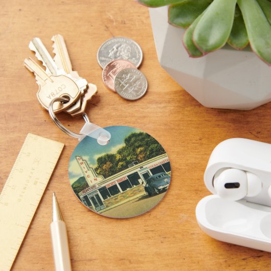 ヴィンテージレストラン、ダイナーと車で50sドライブ キーホルダー (デスク)