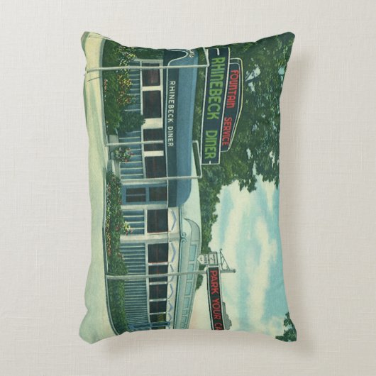 ヴィンテージレストラン、レトロなラインべックのロードサイドダイナー アクセントクッション (正面(垂直))
