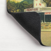 ヴィンテージレストラン、50年代のドライブインダイナーと車 マウスパッド (コーナー)