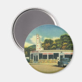 ヴィンテージレストラン、50年代のドライブインダイナーと車 マグネット (正面/裏面)