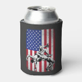 ヴィンテージレスリングファン米国国旗の格闘 缶クーラー (缶正面)