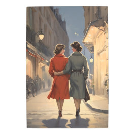 ヴィンテージレズビアンカップルin居心地の良い夜 メタルプリント