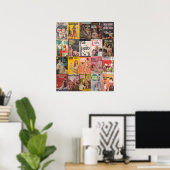 ヴィンテージレズビアンパルプフィクションコラージュ ポスター (ホームオフィス)