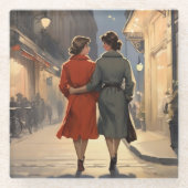 ヴィンテージレズビアン愛好家 ガラスコースター (正面)