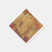 ヴィンテージレタースクリプトレッドボタニカルアートエフェメラ スタンダードカクテルナプキン (角)