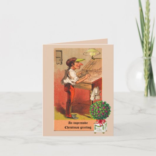 ヴィンテージレタープレスのクリスマスカードのコミカルなプリンタ シーズンカード (正面)