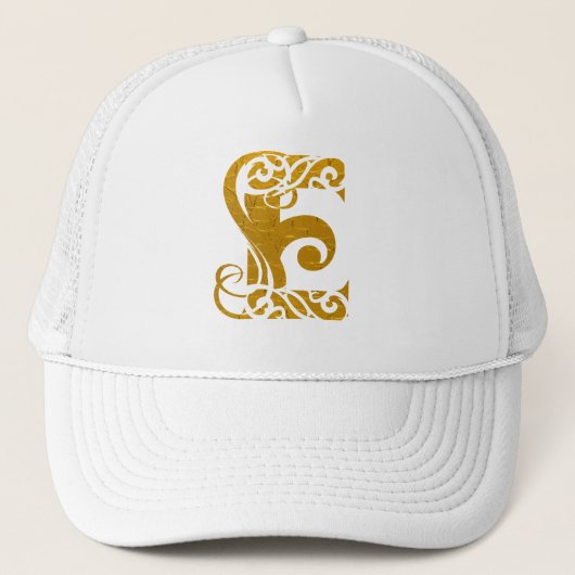 ヴィンテージレター金ゴールドE – 帽子 (正面)