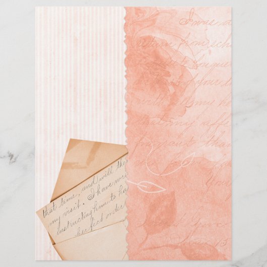 ヴィンテージレター&ストライプコラージスクラップブック紙 (正面)