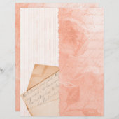 ヴィンテージレター&ストライプコラージスクラップブック紙 (正面/裏面)