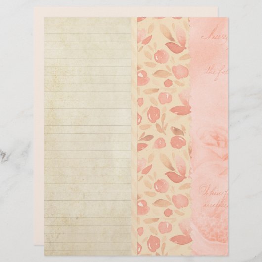 ヴィンテージレター&ストライプコラージスクラップブック紙 (正面/裏面)