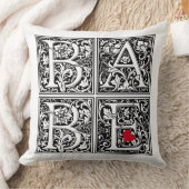 ヴィンテージレター「BABE」(小赤いハート付) クッション (ブランケット)