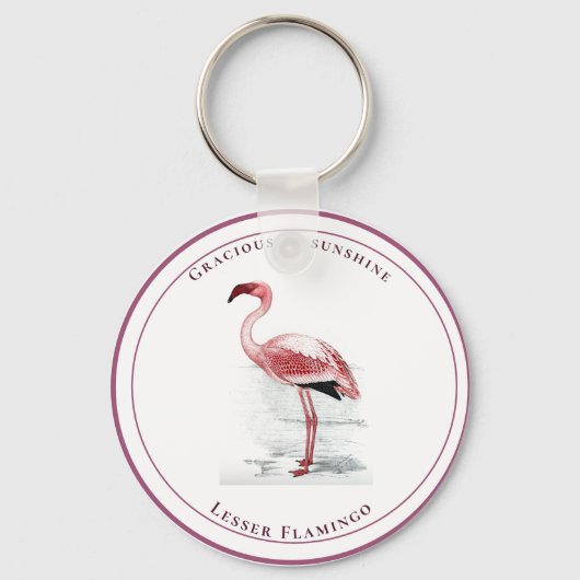 ヴィンテージレッサーフラミンゴグラスサンシャイン キーホルダー (正面)