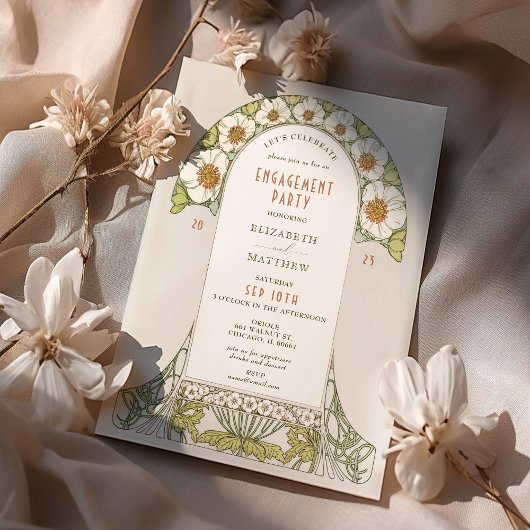 ヴィンテージレッズ祝招待状アールヌーボー 招待状