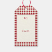 ヴィンテージレッドとクリームのギンガム ハート付き ギフトタグ (裏面)
