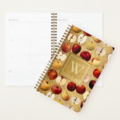 ヴィンテージレッドとゴールデンアップルモノグラムの金ゴールド プランナー手帳 (ディスプレー)