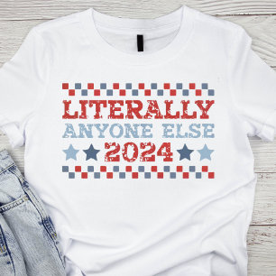 ヴィンテージレッドとブルー文字通り他の誰でも2024 Tシャツ