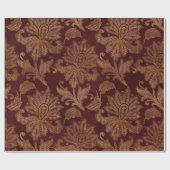 ヴィンテージレッドと金ゴールドフェイクフローラクリスマスベルベット ラッピングペーパー (フラット)