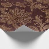 ヴィンテージレッドと金ゴールドフェイクフローラクリスマスベルベット ラッピングペーパー (角)