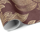 ヴィンテージレッドと金ゴールドフェイクフローラクリスマスベルベット ラッピングペーパー (ロールコーナー)