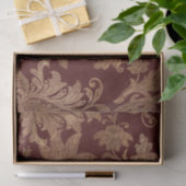 ヴィンテージレッドと金ゴールドフェイクフローラクリスマスベルベット 薄葉紙 (ギフト)