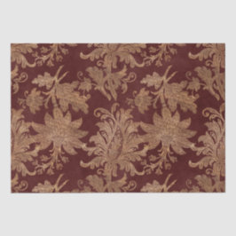 ヴィンテージレッドと金ゴールドフェイクフローラクリスマスベルベット 薄葉紙