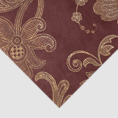ヴィンテージレッドと金ゴールドフェイクフローラクリスマスベルベット 薄葉紙 (詳細)
