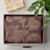 ヴィンテージレッドと金ゴールドフェイクフローラクリスマスベルベット 薄葉紙 (ギフト)