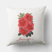 ヴィンテージレッドアザレアインディカフローラ枕 クッション (裏面)