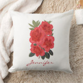 ヴィンテージレッドアザレアインディカフローラ枕 クッション (ブランケット)