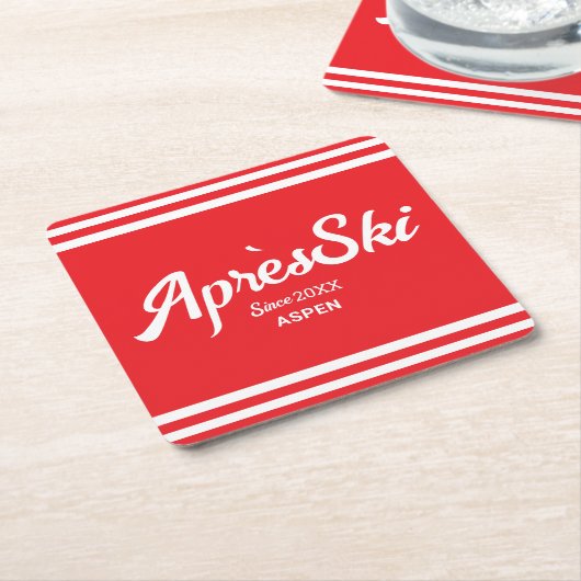 ヴィンテージレッドアパーススキカスタムーパーティー スクエアペーパーコースター (アングル)