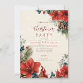 ヴィンテージレッドアマリリスホリデイお祝い 招待状 (正面)