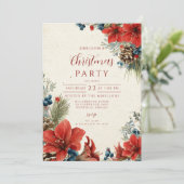 ヴィンテージレッドアマリリスホリデイお祝い 招待状 (スタンド正面)