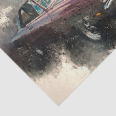 ヴィンテージレッドアンティーク車のデコページ 薄葉紙 (詳細)