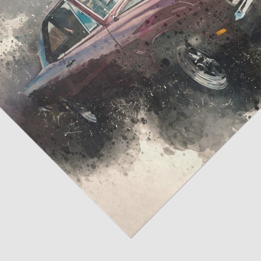 ヴィンテージレッドアンティーク車のデコページ 薄葉紙 (詳細)