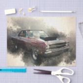 ヴィンテージレッドアンティーク車のデコページ 薄葉紙 (クラフト)