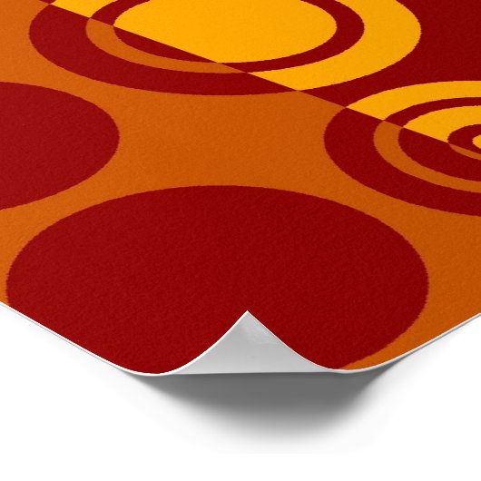 ヴィンテージレッドイエローブラウンフィフティーズ抽象芸術アート ポスター (角)