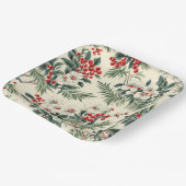 ヴィンテージレッドウィンターベリークリスマス ペーパープレート (傾斜あり)