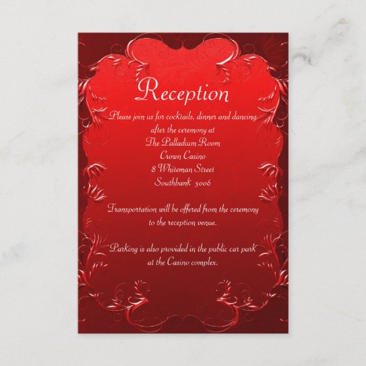 ヴィンテージレッドウェディングレセプション エンクロージャーカード (正面)