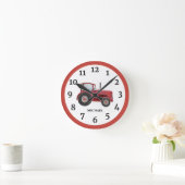 ヴィンテージレッドウォーターカラーファームトラクターラウンドクロック ラウンド壁時計 (ホーム)