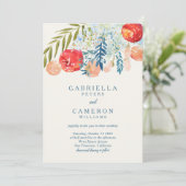 ヴィンテージレッドウォーター色フローラボホ庭園の結婚式 招待状 (スタンド正面)