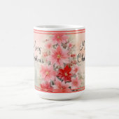 ヴィンテージレッドウォーター色ポインセチアのクリスマスツリー コーヒーマグカップ (中央)