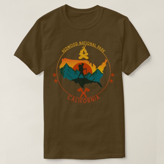 ヴィンテージレッドウッド国立公園カリフォルニア22 Tシャツ (デザイン正面)