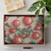 ヴィンテージレッドエレガント金ゴールドクリスマスオーナメントホリー 薄葉紙 (ギフト)