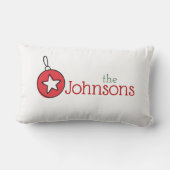 ヴィンテージレッドオーナメントハローサンタクリスマス ランバークッション (裏面)