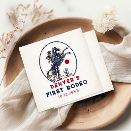ヴィンテージレッドカウボーイファーストロデオバースデーパーティー スタンダードカクテルナプキン