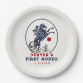 ヴィンテージレッドカウボーイファーストロデオ誕生日 ペーパープレート (正面)