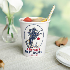 ヴィンテージレッドカウボーイファーストロデオ誕生日 紙コップ